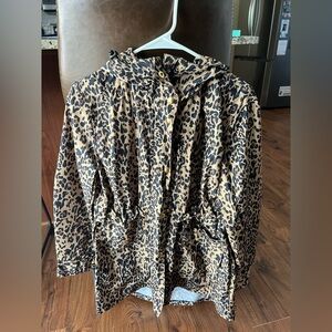 J Crew Leopard Print Rain Jacket Size S